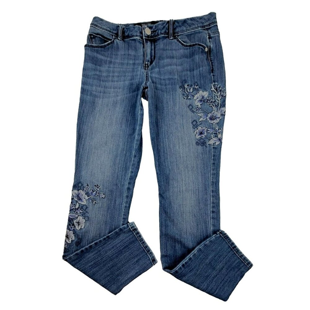 Simply Vera Wang Womens Jeans Floral Embroidery Decorative Stitch Size 4 JH1241